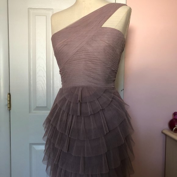 BCBGMAXAZRIA lavender one-shoulder cocktail dress size 2 - Picture 1 of 5